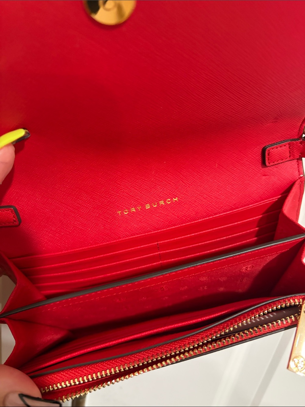 Tory Burch Red Leather Chain-Shoulder Crossbody Never Used! - Picture 6 of 11